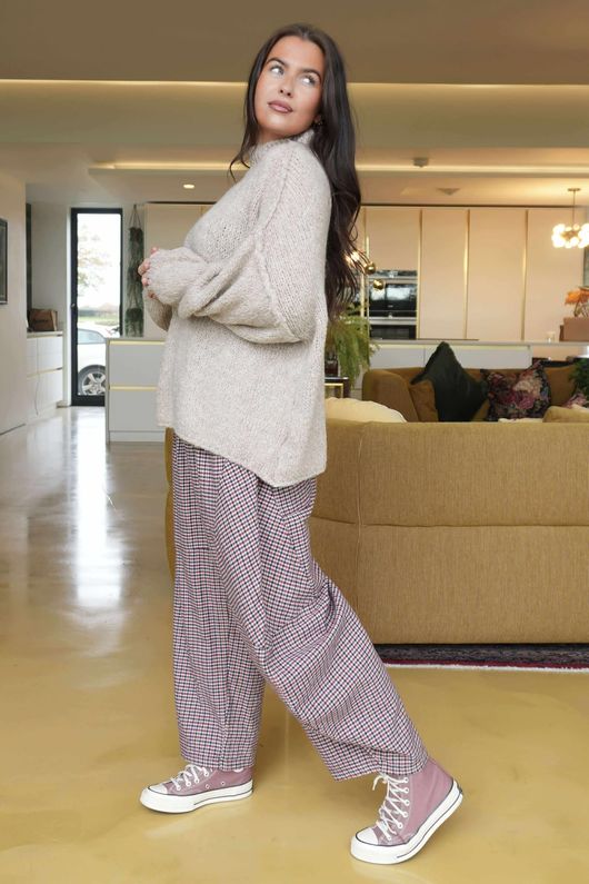 Big Softie Funnel Grunge Knit Oatmeal